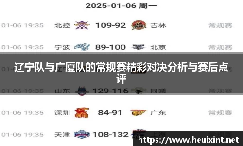 辽宁队与广厦队的常规赛精彩对决分析与赛后点评